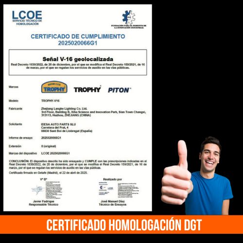 Baliza V16 Homologada DGT 3.0 con Geolocalización. Conexión Telefónica Tech. Integración Google Maps y Waze.