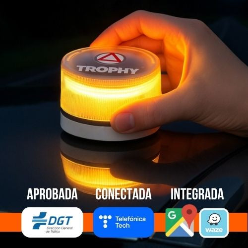 Baliza V16 Homologada DGT 3.0 con Geolocalización. Conexión Telefónica Tech. Integración Google Maps y Waze.